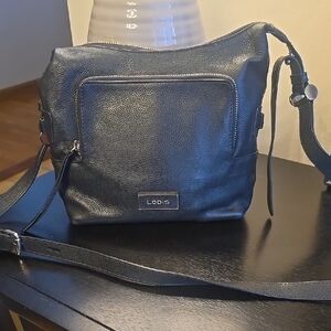 Lodis Black Leather Crossbody Bag